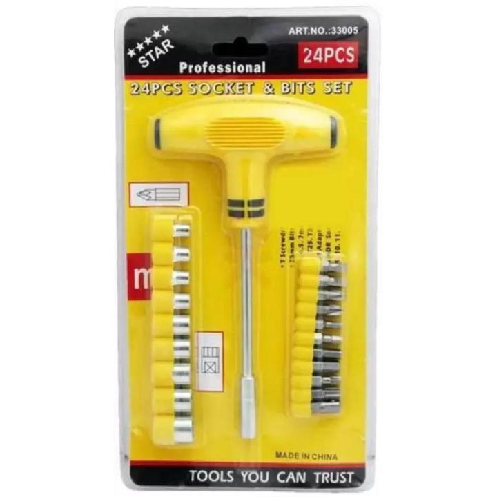24pcs / set T shape screwdriver repair opening tool kit Ratchet Pawl ...