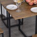 5 Piece Dining Table and Chairs Set 4, Industrial Space Saving Table and Chairs with Metal Frame, Square Kitchen Table and Stools for Dining Room, Brown. 