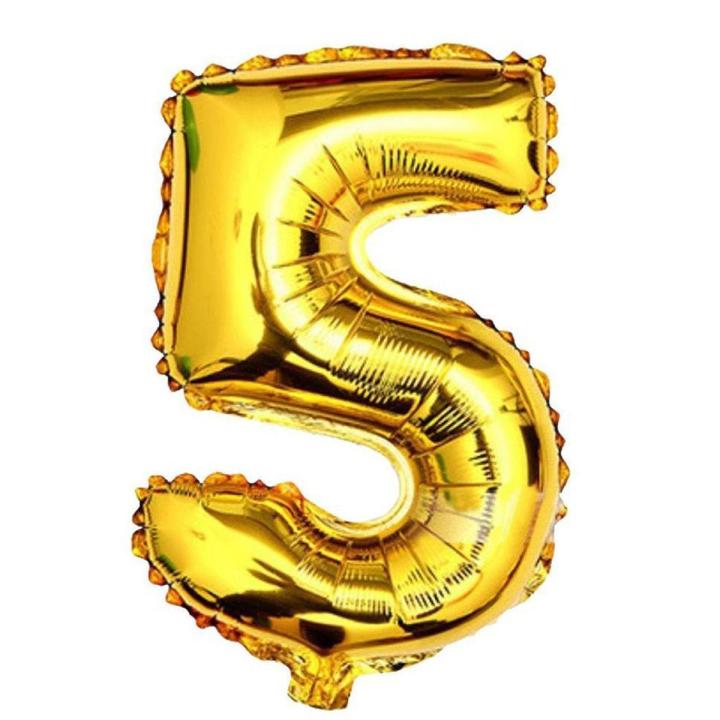 Golden Extra Large Digit 5 (Five)  - 32 Inches Giant Foil Number