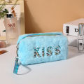 Cross border fashion plush makeup bag portable cute korean style travel toiletry bag hand-held cosmetics storage bag wholesale. 