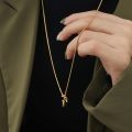 Orazio Stainless Steel Pendant Necklace Irregular Cross Knotted Shaped Snake Collarbone Chain New Jewelry Dropshipping Suppliers Golven Toy. 