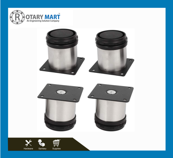 4 Pcs Adjustable Stainless Steel Furniture Legs 2 Inch (Packof 4Pcs)