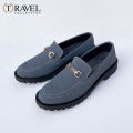 Travel Collection - Suede Chunky Loafers - Best Quality Loafer Shoes for Men - Gray Color. 