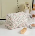 Floral Makeup Bag For Girls Nylon Travel Cosmetic Pouch Toiletry Handbag Large Zipper Organizer. 