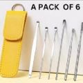 Ear Wax Removal Kit, 6 Pcs Earwax Removal Tool, Ear Cleaning Tool Set Stainless Steel Ear Pick with PU Storage Bag, Reusable Ear Cleaner Spring Spiral Earwax Remover for Kids Adults. 