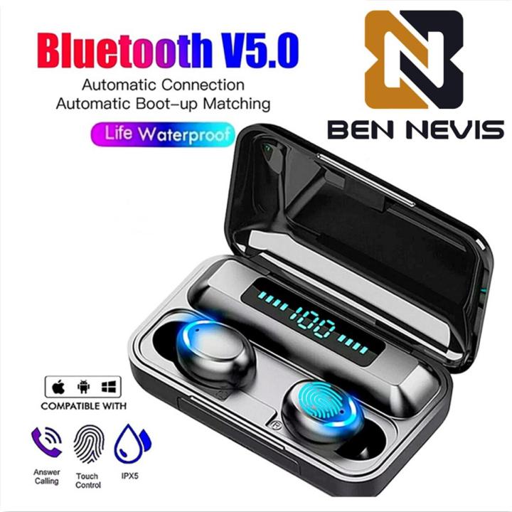BEN NEVIS F9 TWS Bluetooth Earphones HIFI Wireless Earbuds LED Power Display Wireless Bluetooth Headset Bluetooth Headphones with Charging Box