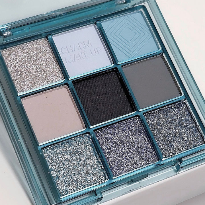 9 Colors Eyeshadow Palette Cheap Korean Makeup High Quality Professional Dark Metal Punk Smoky Eye Gray Black Shadow Palette