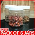 6pcs Snack Jar / Spice Jar / Kitchen Burni / Shelf Storage / Masala Storage Container Food Container 500gms, Jars for kitchen, Spice Jars for kitchen. 