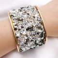 Fkewyy Luxury Designer Bracelet Women Ethnic Style Metal Jewelry Rhinestone Natural Stone Cuff Bracelets Party Birthday Gift. 