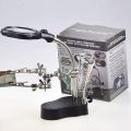 TE 801 Welding Magnifying Glass 2 LED Auxiliary Clip Magnifier 3 In 1 Hand Soldering Solder Iron Stand Holder Station Soldering Helping Hand Soldering Stand Mobile Repairing Accessories. 
