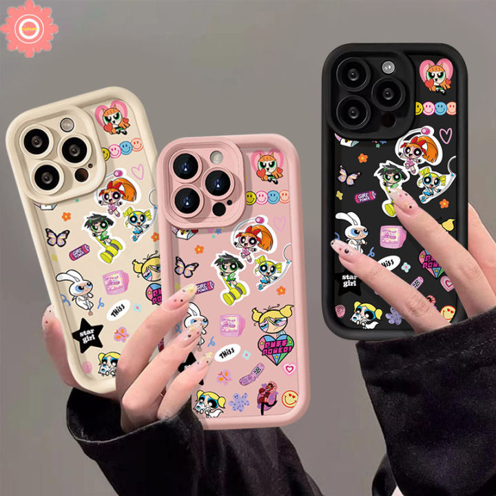 Graffiti Powerpuff Love Heart Case For Oppo A18 A38 A77s A7 A77s A79 A16 A17 A77 A53 A98 A76 A7 A96 A12 A5s A31 A52 A55 A78 A17k A58 A74 A9 A16s A3s A54s Reno 8T 5F 11 Couples Case