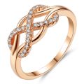 New Cubic Zirconia Crystal Infinite Love Rings For Women Fashion Design Statement Rose Gold Color Ring Wedding Jewelry. 