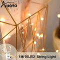 【ETOP】Auoyo 10 LED Strip Light String Fairy Light Christmas Gift Decor Lights Wall Decoration Wedding Light Battery Operated Strip Lights Holiday Copper Wire String Lights3  Mode Garland Flower Deco String Lights Warm White 1Meter. 