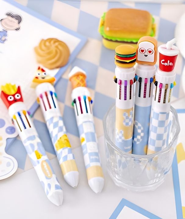 10 colour fancy random character cartoons  ballpoint vibrant Colorful Ballpoint Pens Diary Journal Drawing Pens