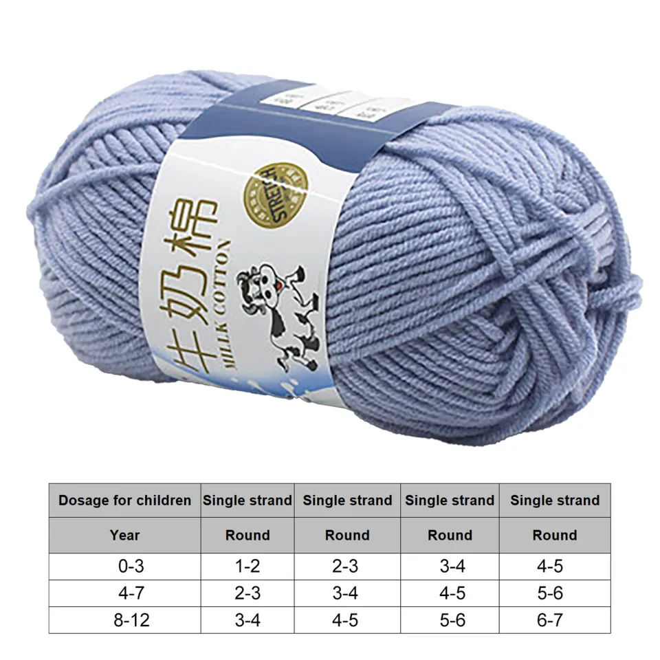 Baby Milk Cotton Knitting Yarn - Soft Acrylic Thread With Crochet Hook, Light Blue & Other Colors - View #11
