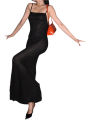 Female Long Slip Dress, Summer Solid Color Sleeveless Spaghetti Strap Backless One-Piece, Black, S/M/L. 
