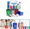 Bocotoer Mini Dustbin Mini Trash Can Rubbish Storage Bin with Flip Lid Garbage Sorting Game Toy for Kids with Letter Stickers,Pack of 4. 
