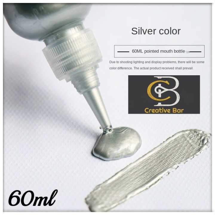 Silver Metallic Acrylic Paint - Permanent Waterproof Paint 60ml and 120ml