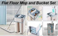 Flat Mop Bucket System Separates Dirty and Clean Water with Washable & Reusable Microfiber Pads for Home Kitchen Floor. 