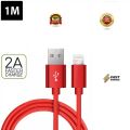 Lightning Cable 2A Fast Charging Cable for iphone – QC 3.0 High Nylon Braided Data Cable for Apple/iphone Devices - 1 Meter / Heavy Duty Metal Braided Lightning USB Charger Cable Fast Charging Cord compatible with iPhone Red. 