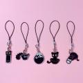 Funny Bottle Cat Lanyard for Phone Case IPhone Huawei Samsung Black Kitten Keychain for Women Cute Mobile Phone Strap Key Chains. 