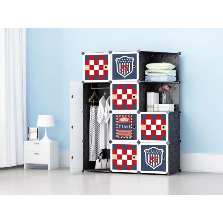 16 Boxes Cubical Square Storage DIY Multipurpse Cupboard / Wardrobe with Three Hanger