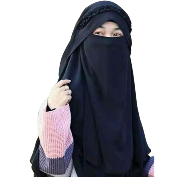 Crown Hijab Jet Black Color - Stylish And Elegant Crown Hijab For A Fashionable And Modest Look - Elevate Your Modest Fashion