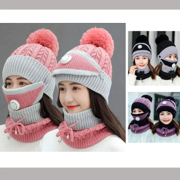 3%20in%201%20Winter%20Knitted%20Beanie%20Hat%20Face%20Neck%20Warmer%20Set%20for%20Women%20Girls%20Fleece%20Lining%20Ski%20Caps%20with%20Pompom%20-%20Image%204