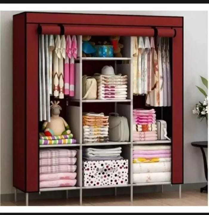 3 DOOR PORTABLE FOLDING WARDROBE (Almari) CUPBOARD DIY-Multicolor by AmnaMart