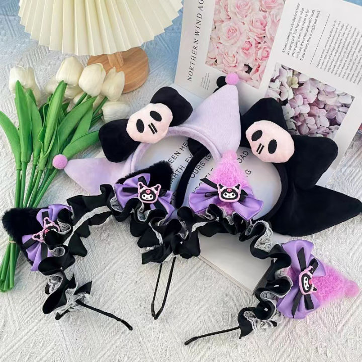 Sanrio Kuromi Princess Hair Band Cute Cartoon Cosplay Skull Hair Hoop For Women Halloween Festival Headbands Hair Accessories Nicle