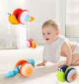 Pull String Snail Glowing Music Car Toy Baby Learn to Crawl Reptile Drag Toddler Toy Parent-child Interactive Game Christmas Gif. 