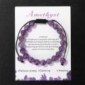 New Natural Stone Amethysts Bracelet with Card 8mm Pink Quartz Fluorite Beads Bracelet Adjustable for Women Men Couple Jewelry. 