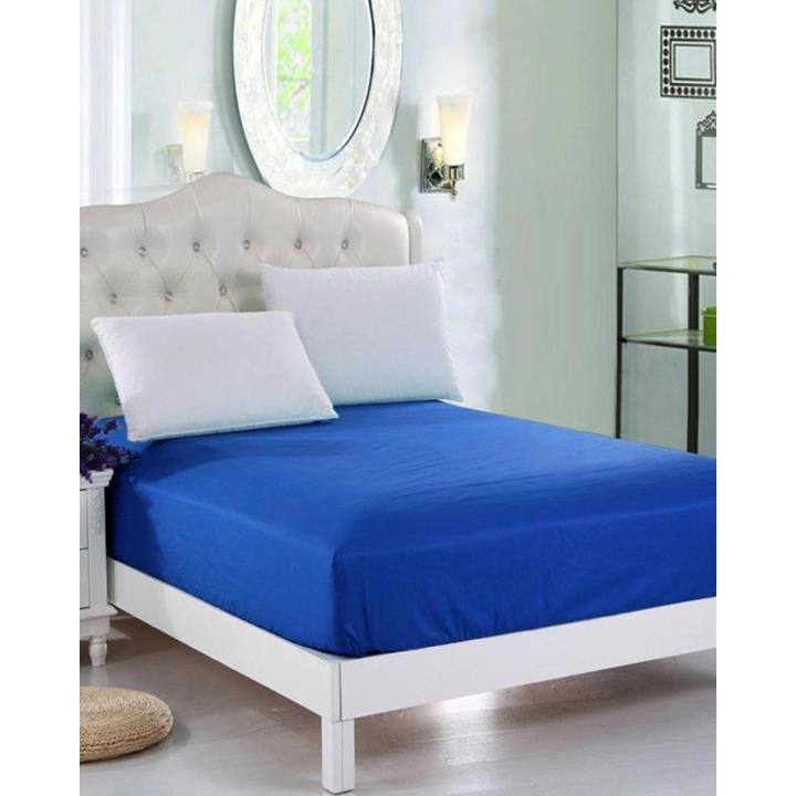 Blue Jersey Fitted100% Cotton Bed Sheet - Single Bed