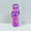 Girls Favourite Creative Character Imported Water Bottle with Straw BPA Free Clear Plastic Water Bottles For School Kids 450ml. 