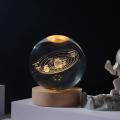 Crystal ball Crystal Astronaut Planet Globe 3D Laser Engraved Solar System Ball with Touch Switch LED Light Base Astronomy Gif for Living Room Bedrooms Office (6cm ball + base). 