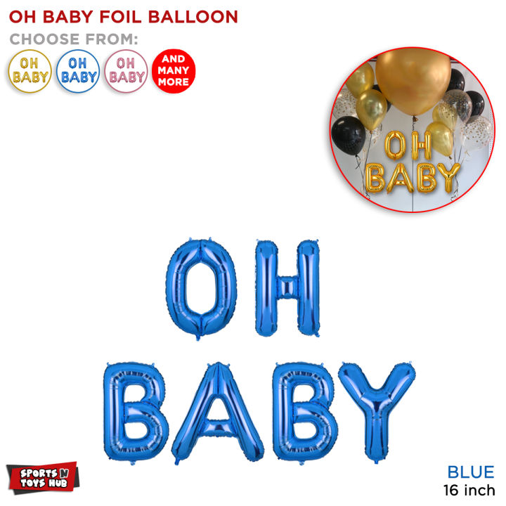 16 Inch OH Baby Foil Banner Balloons for Baby Shower Decorations Gender Reveal 6 Pcs Chrome Metallic Alphabet Foil Letter Balloon For Baby Announcement Born Day Birthday Ceremony Letter Party Decoration Party Supplies Available For Baby Welcome Home Decor