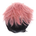 Aniem Jujutsu KaisenYuji Itadori Smoky Pink Cosplay Wig Braided Synthetic Hair. 