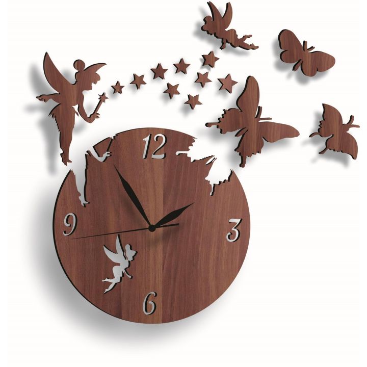 Ksa Fairy Wall clock With Stars & Butterflies and Glow In Dark