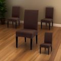 Dining Chair Covers - Dark Brown - 6 Seater - Mash Fabric Chair Covers - Dining Chair Fitted Covers - Stretchable Chair Covers - Elastic Chair Slipcovers - Washable Dining Chair Protectors - Vouis London. 