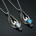Fashion Vintage Punk Animal Phoenix Bird Eagle Green White Stone Pendant Necklaces for Men Trend Party Jewelry Gifts. 