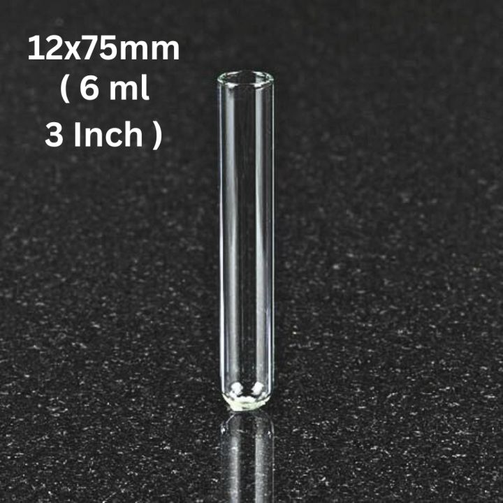 Glass Test Tubes 12x75mm (6ml, 25-100 Pcs) – Heat Resistant, Perfect for Medical Testing, Blood Analysis, DNA Testing, Chemistry, Forensics, Environmental Testing, and Cosmetic Labs