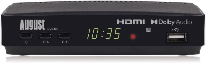 Freeview HD TV Set Top Box Recorder - August DVB400 - Watch Live, Schedule Over 8 Recordings, Play Pause Rewind in 1080p HDMI High Definition - Black uk import