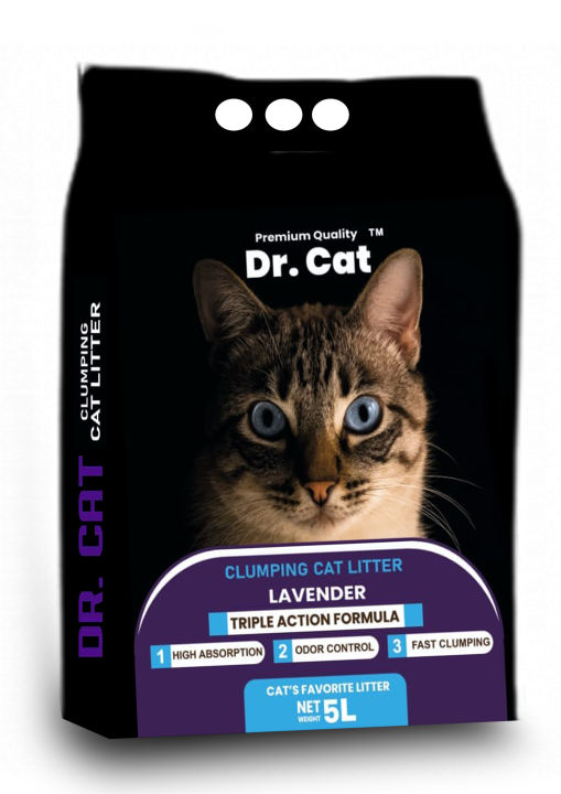 Dr Cat Litter Lavender Fragrance 5 Liter - 99% Dust Free - Long Lasting -Clumping Cat Litter 5L| Scented Litter with Lavender Fragrance| Clumping Litter Sand Easy Clean | Cat Litter Sand with Fragrance | Pet Supplies |Cat Litter Sand Fragrance|