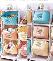 Home DIY 2- 3 Layer Storage Rack Wheels Plastic Bins Kid Toy Storage Organizer With Plastic Bins. 