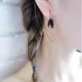Black Flower Drop Dangle Earrings for Women Long Korean Earrings Fashion Jewelry. 