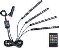Car Interior Atmosphere Light 7 Color with Remote 12 LED On Each Strip 100% Orignal Same As Shown in Pictures , Car Interior Floor Decorative Atmosphere Light Remote Control RGB Light with Music Sensor. 