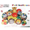 JUNGLE THEME 21 PCS BALLOONS SET JUNGLE PARTY DECORATION FOIL BALLOONS SET. 
