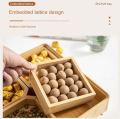 Techmanistan 4/6 Compartments Bamboo Wooden Tray With Transparent Lid, Bamboo Wooden Divided Serving Tray with Clear Acrylic Lid Dried Fruit Storage Box 4 Grid Nuts Platter, Multiple Compartments Serving Tray, Multifunction Snack Storage Container. 