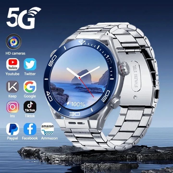 5G Ultimate ANDROID Smartwatch Men GPS HD Camera SIM Talk 4+64G Heart Rate Health Monitoring Sports Fitness Smart Watch
