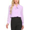 Xee's Collection Lavender Long Sleeve Chiffon Blouse Shirts For Women Xe-LSL. 